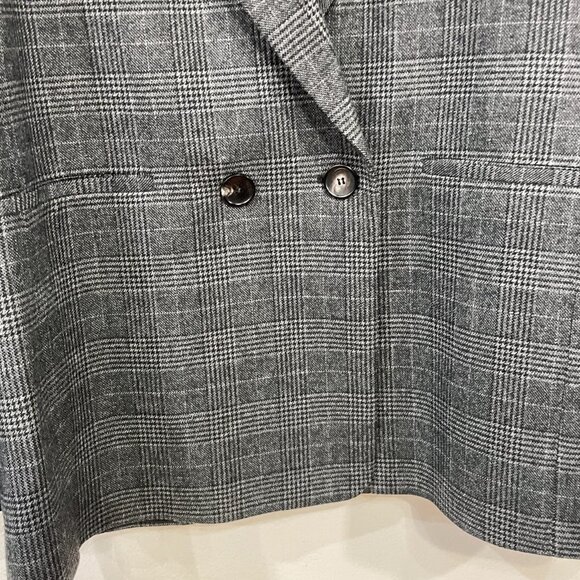 Last Chance! EUC Cuyana Wool Blend Glen Plaid Blazer Charcoal Small $398 - Picture 6 of 10